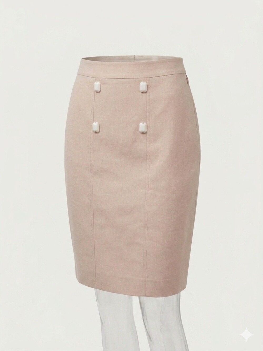 VTG 90s Y2K Tension Bologna Italy Wool Pencil Skirt IT 44 10 Gem Embellished Tan - Picture 2 of 10